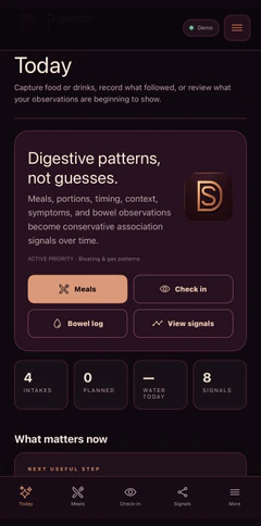 Digestion Signals demonstration screen